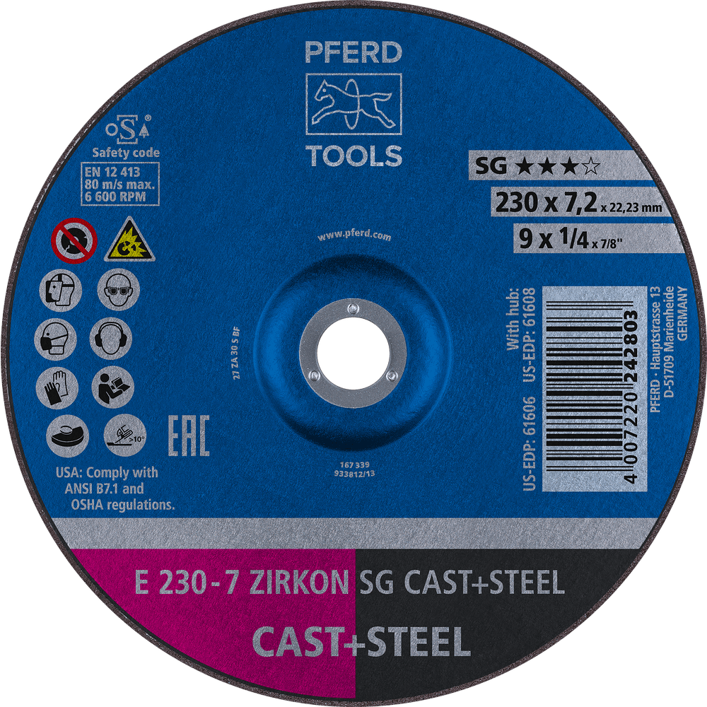 PFERD SG Zirkon Grinding Wheels for Cast iron