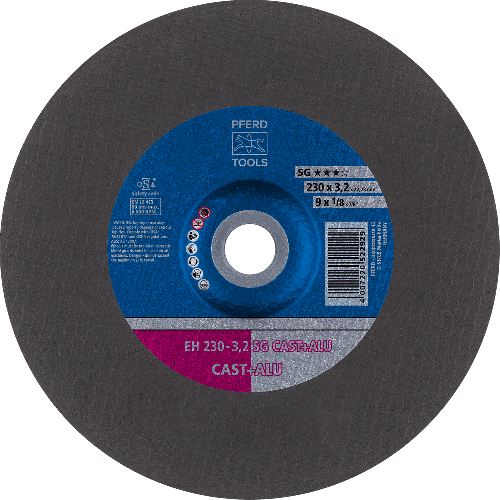 PFERD SG Cast iron and aluminium Cut-Off Wheels – Depressed Centre