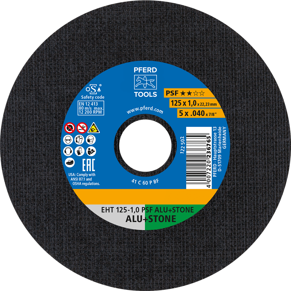 PFERD PSF Aluminium and stone Cut-Off Wheels – Flat