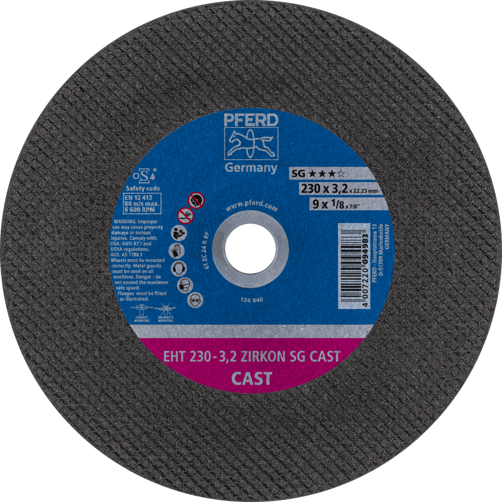 PFERD SG Cast iron Cut-Off Wheels – Depressed Centre ZIRKON