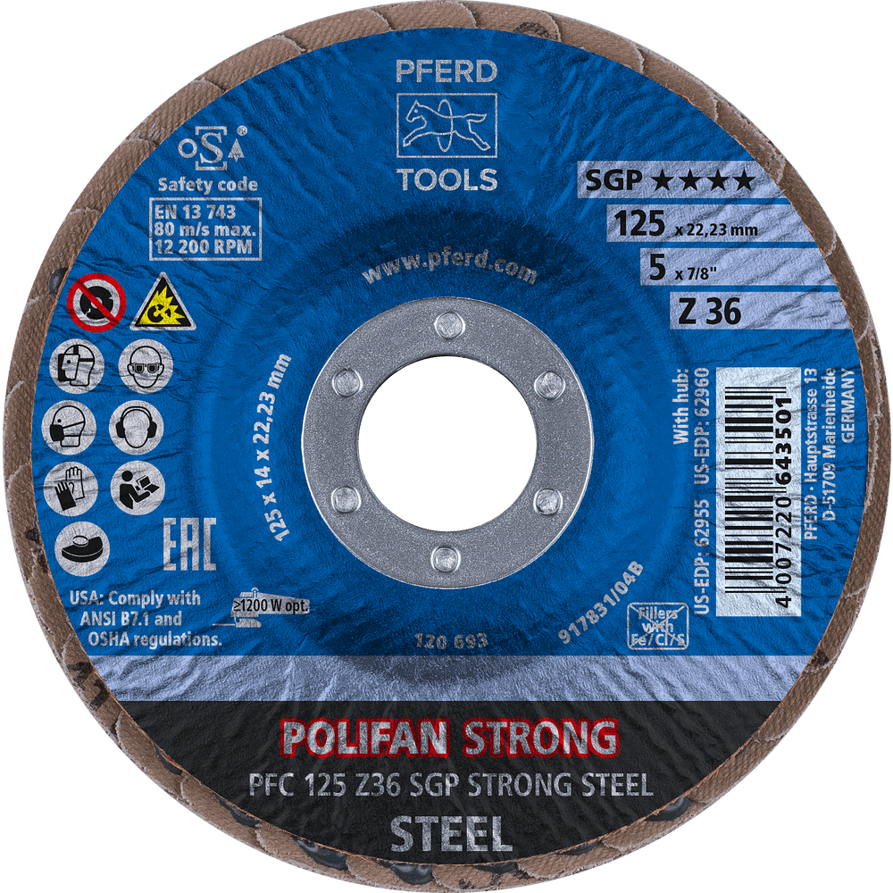 PFERD POLIFAN Flap Disc PFC Conical Z SGP STRONG STEEL
