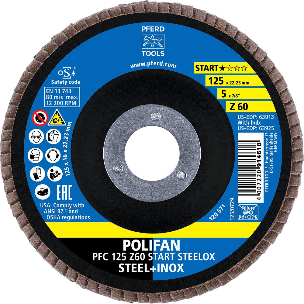 PFERD POLIFAN Flap Disc PFC Conical Z START STEELOX