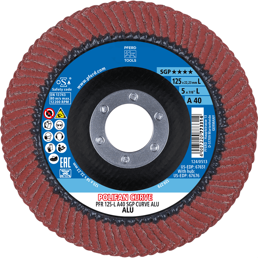 PFERD POLIFAN Flap Disc PFR Curve Large A SGP CURVE ALU