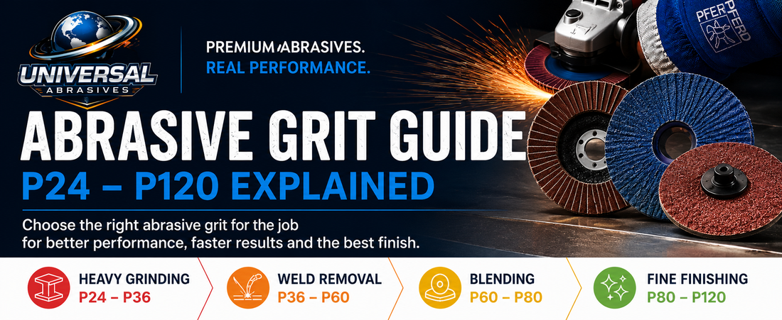 Abrasive Grit Guide P24-P120 for metalworking | Universal Abrasives