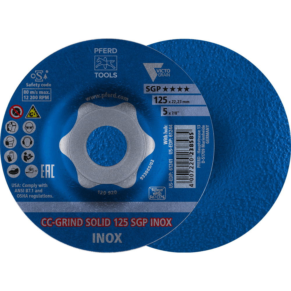 PFERD CC-GRIND SOLID SGP INOX VICTOGRAIN grinding disc