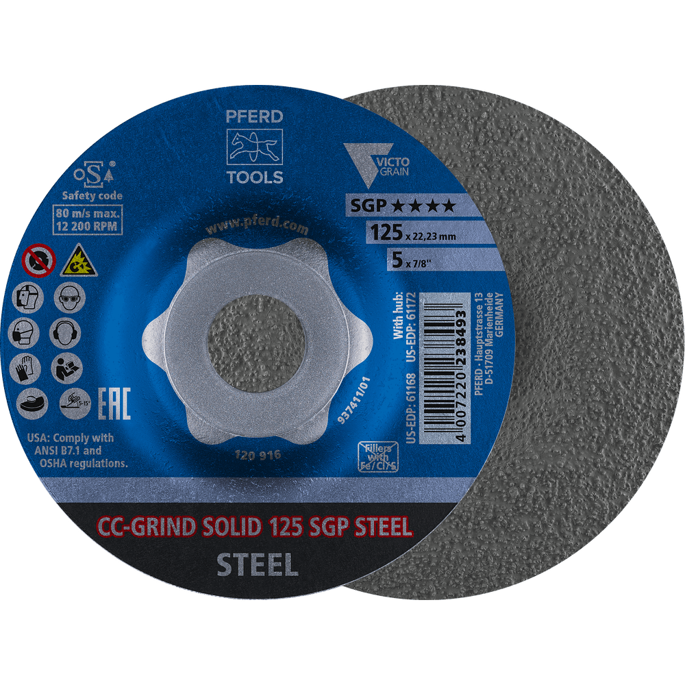 PFERD CC-GRIND SOLID SGP STEEL 115mm VICTOGRAIN grinding disc
