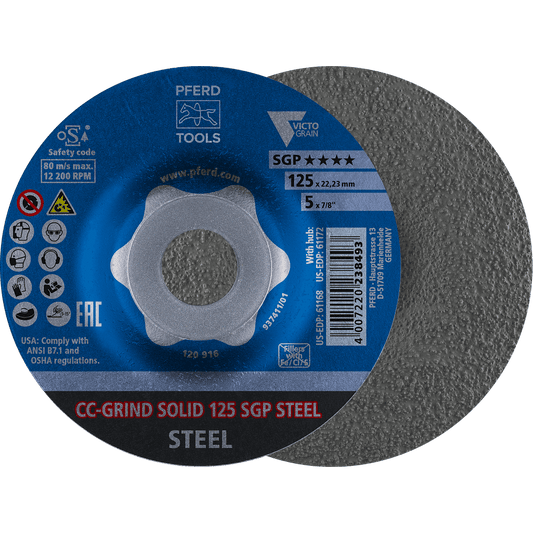 PFERD CC-GRIND SOLID SGP STEEL 115mm VICTOGRAIN grinding disc