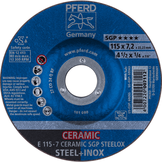PFERD SGP CERAMIC Grinding Wheels for Steel and Stainless Steel