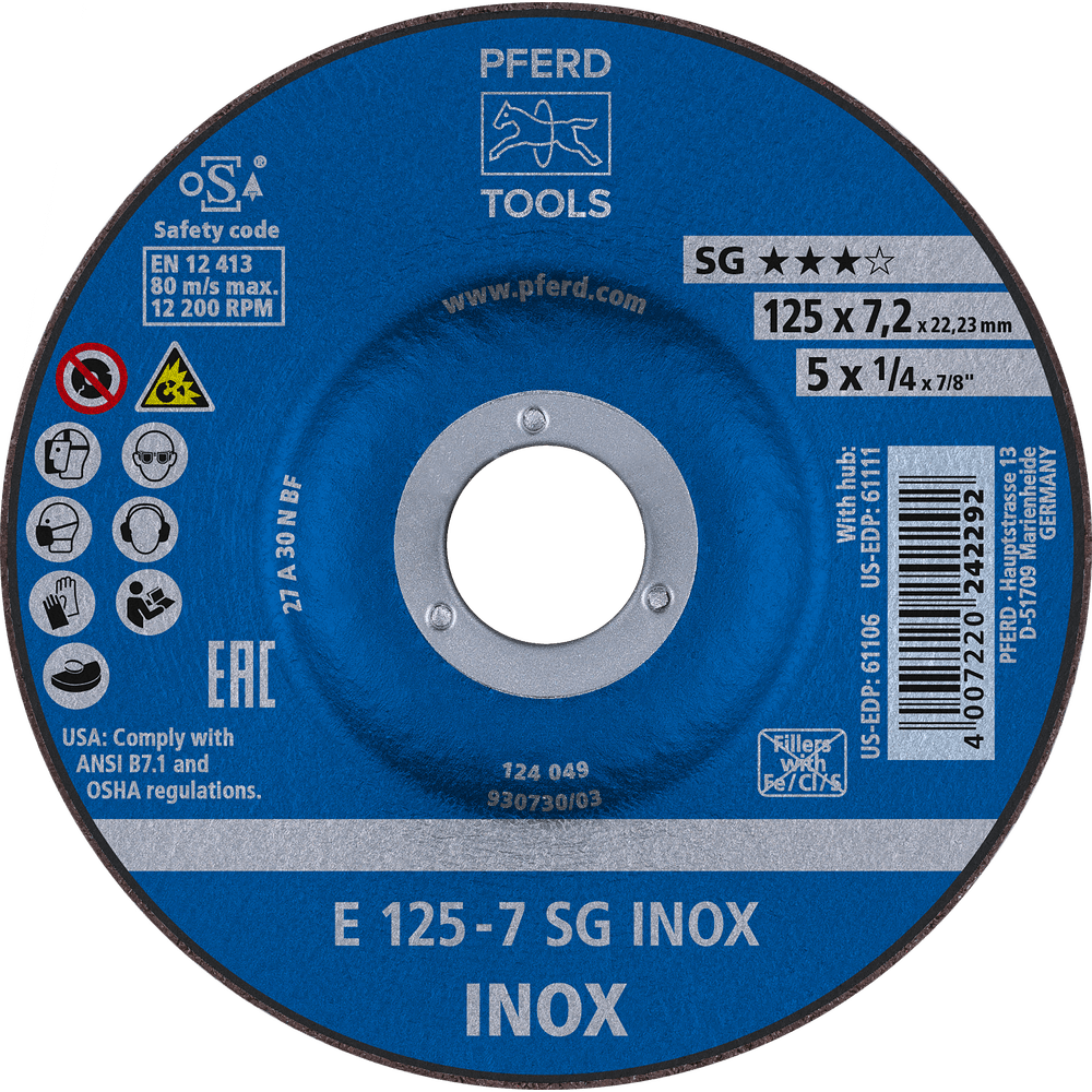 PFERD SG Grinding Wheels for Stainless steel