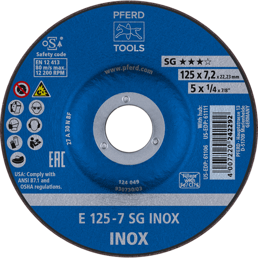 PFERD SG Grinding Wheels for Stainless steel