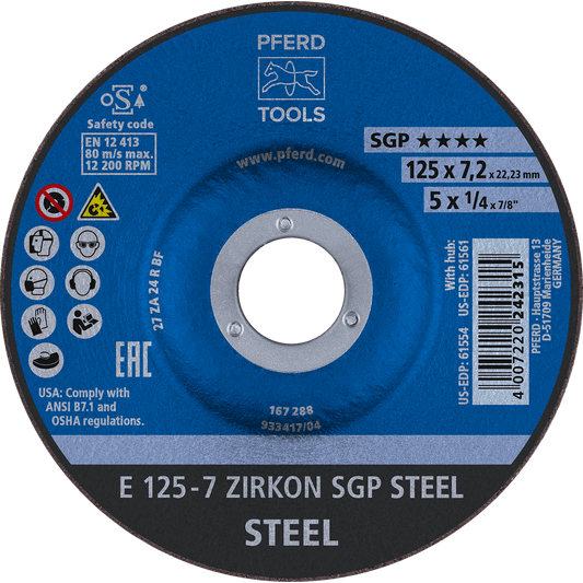 PFERD SGP Zirkon Grinding Wheels for Steel