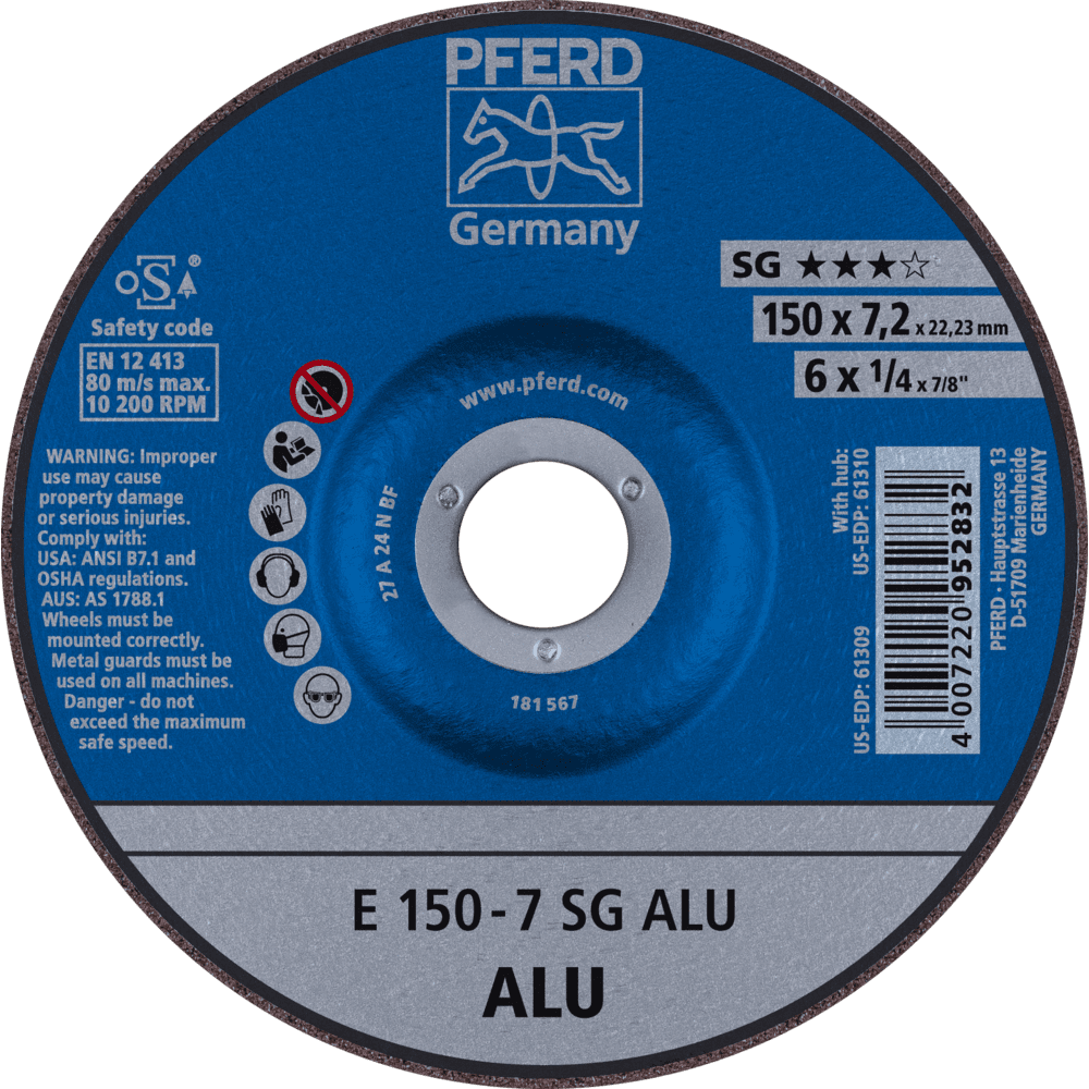 PFERD SG Grinding Wheels for Aluminium and non-ferrous metals
