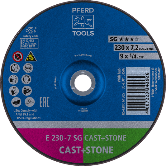 PFERD SG Grinding Wheels for Cast iron and stone