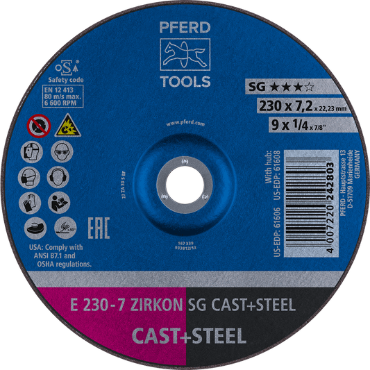 PFERD SG Zirkon Grinding Wheels for Cast iron