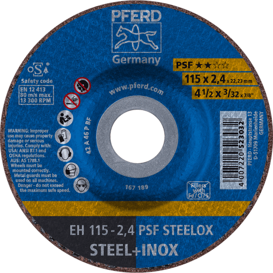 PFERD PSF Steel and stainless steel Cut-Off Wheels – Depressed Centre