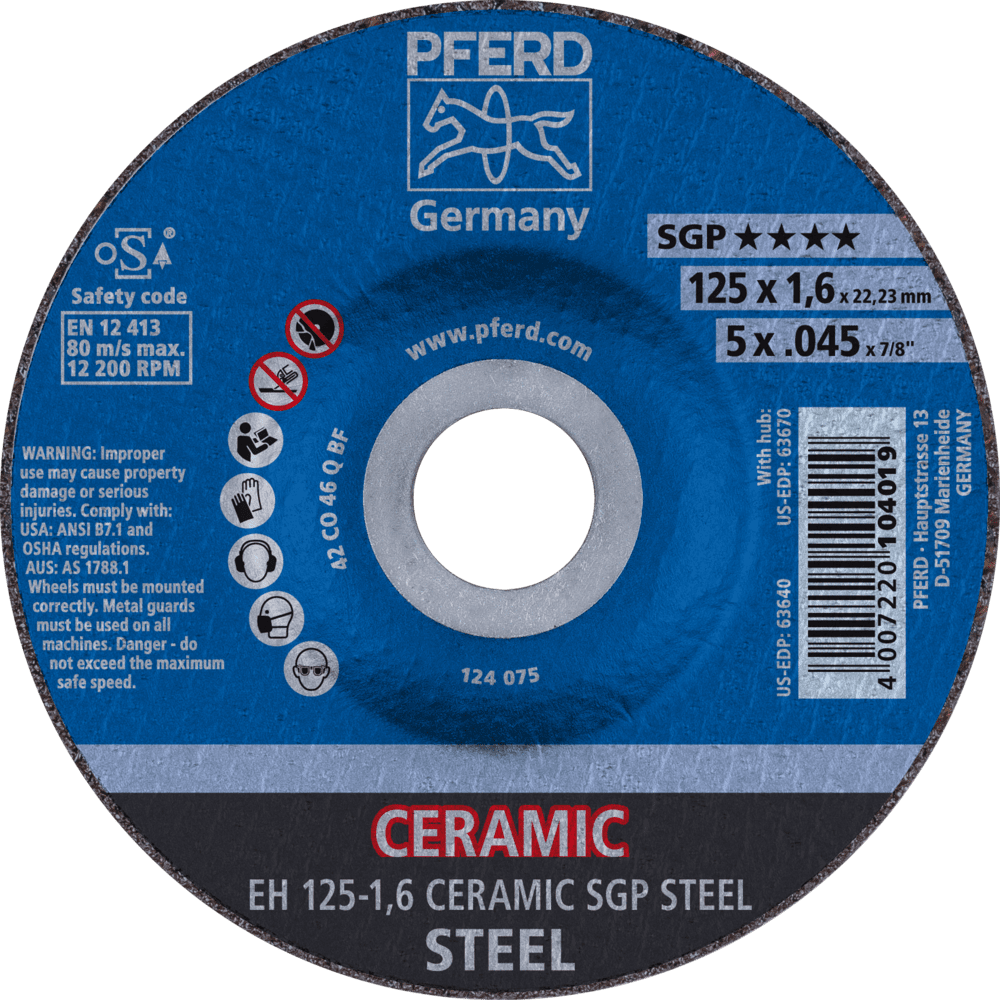 PFERD SGP CERAMIC Steel Cut-Off Wheels – Depressed Centre