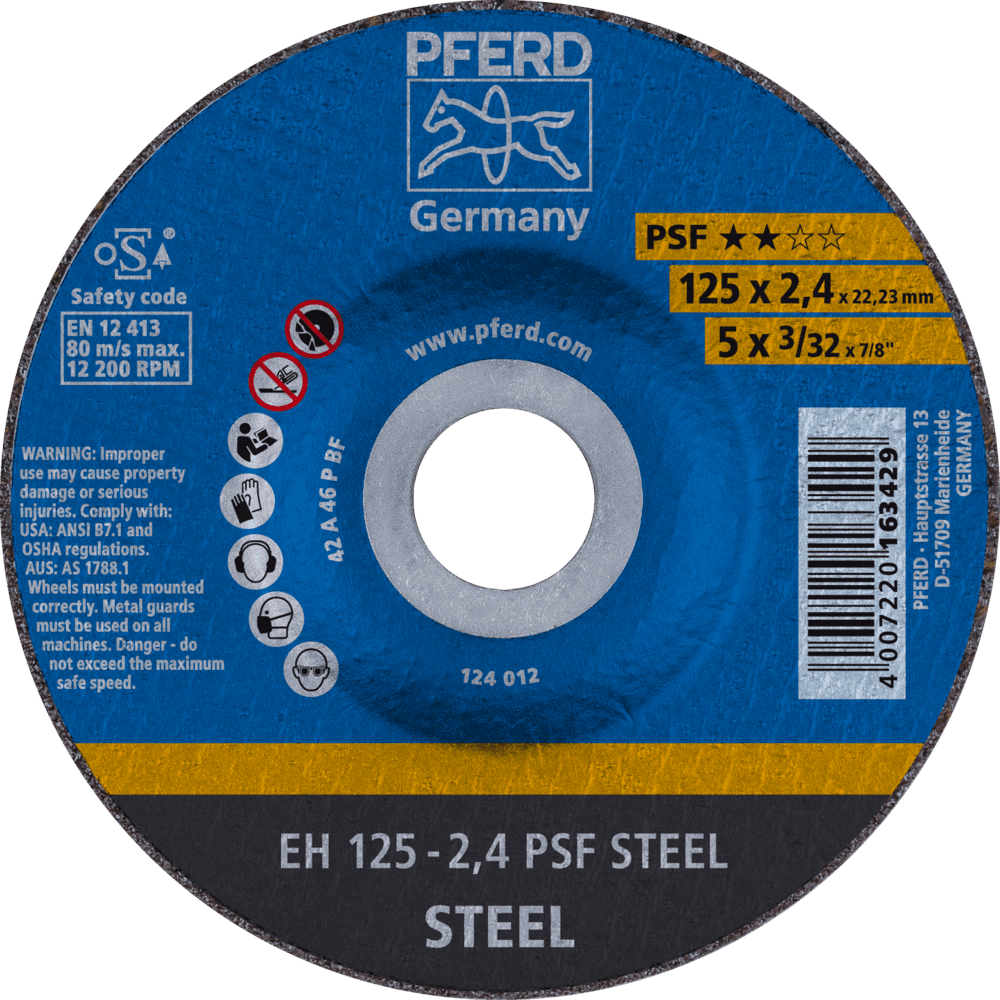 PFERD PSF Steel Cut-Off Wheels – Depressed Centre