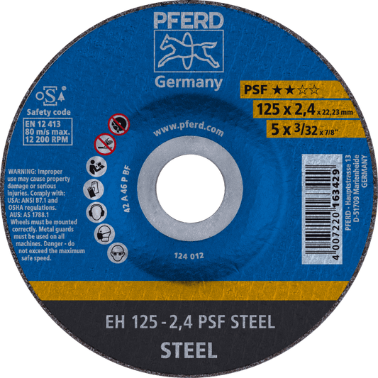 PFERD PSF Steel Cut-Off Wheels – Depressed Centre
