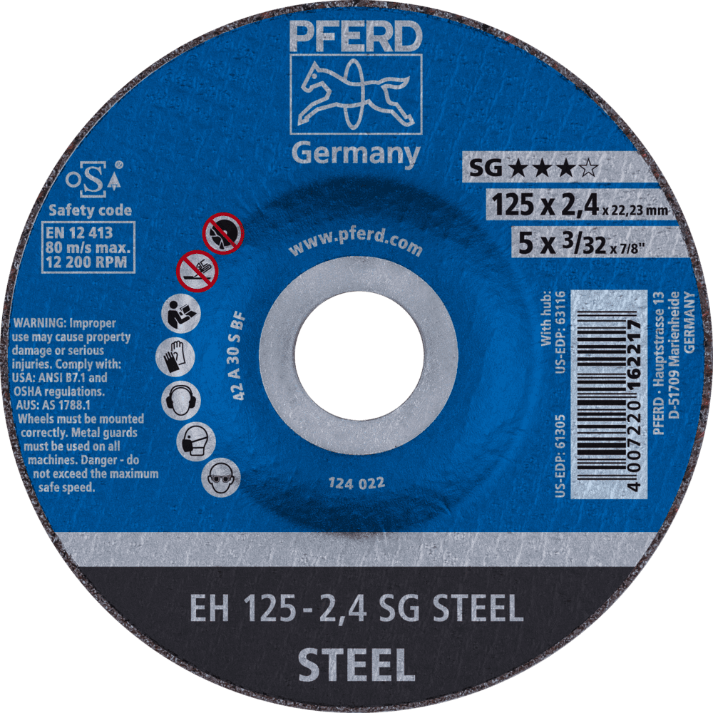 PFERD SG Steel Cut-Off Wheels – Depressed Centre