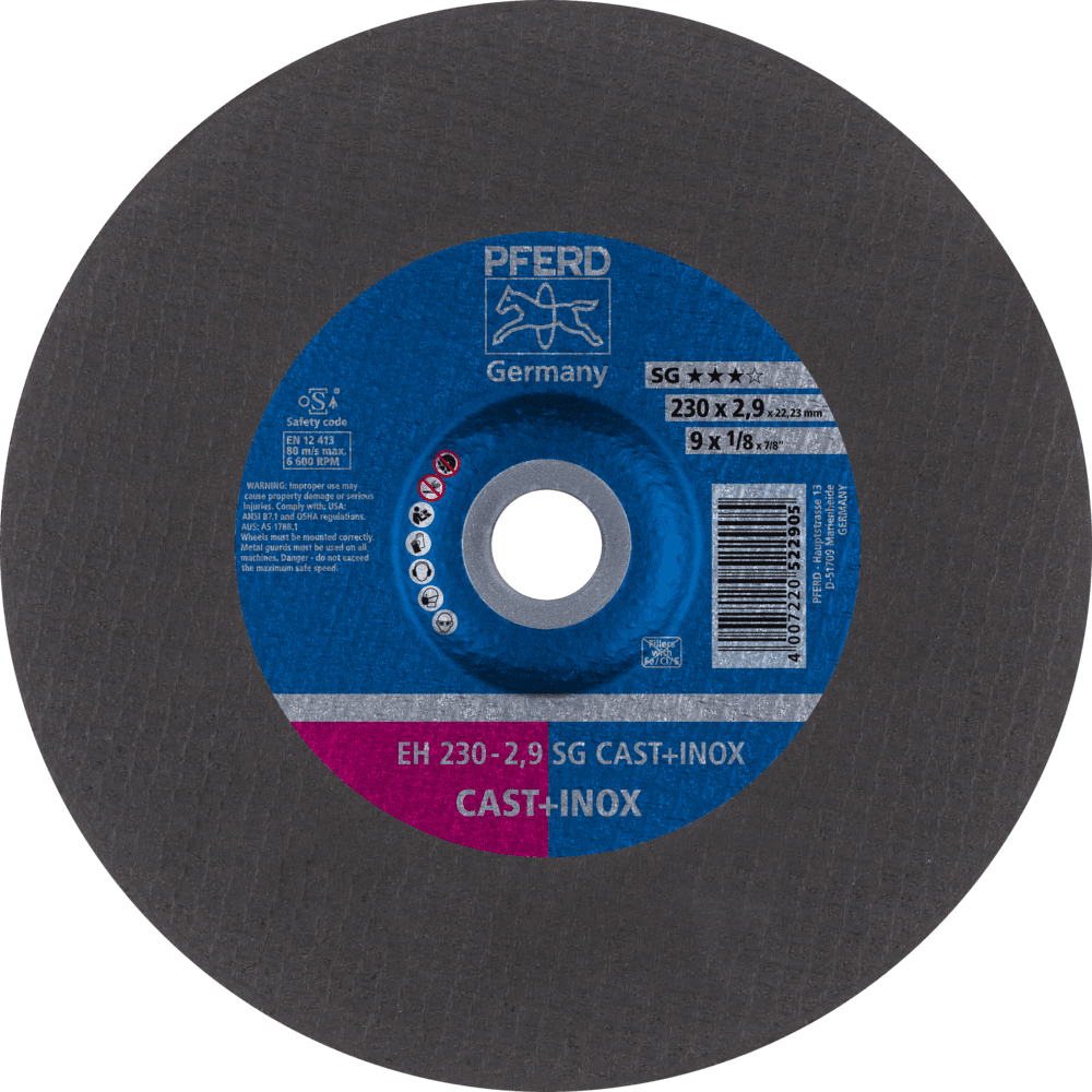 PFERD SG Cast iron and stainless steel Cut-Off Wheels – Depressed Centre