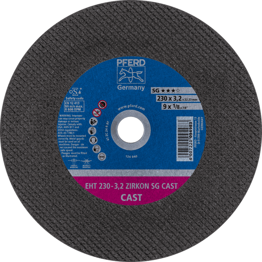 PFERD SG Cast iron Cut-Off Wheels – Depressed Centre ZIRKON