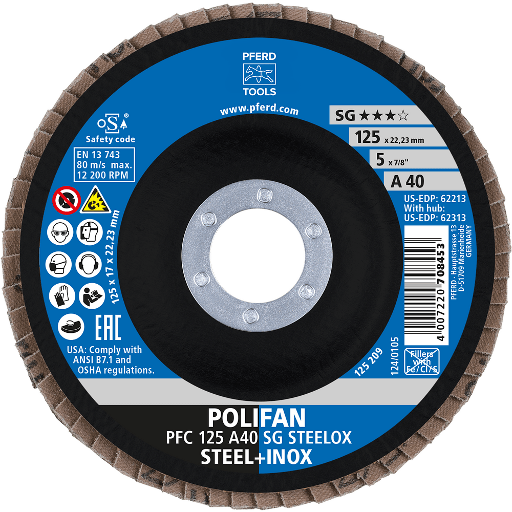 PFERD POLIFAN Flap Disc PFC Conical A SG STEELOX