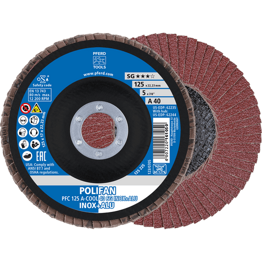 PFERD POLIFAN Flap Disc PFC Conical A-COOL SG INOX + ALU