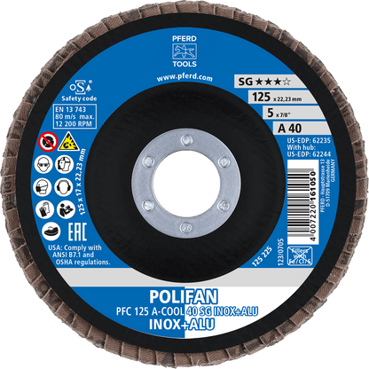 PFERD POLIFAN Flap Disc PFC Conical A-COOL SG INOX + ALU