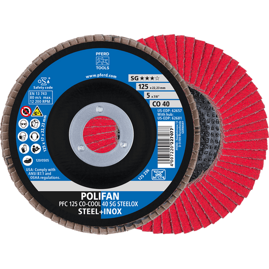 PFERD POLIFAN Flap Disc PFC Conical CO-COOL SG STEELOX