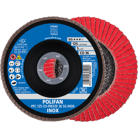 PFERD POLIFAN Flap Disc PFC Conical CO-FREEZE SG INOX