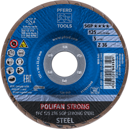 PFERD POLIFAN Flap Disc PFC Conical Z SGP STRONG STEEL