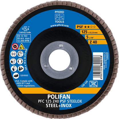 PFERD POLIFAN Flap Disc PFC Conical A PSF STEELOX