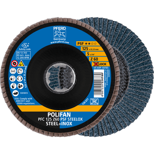 PFERD POLIFAN Flap Disc PFC Conical Z PSF STEELOX/X-LOCK