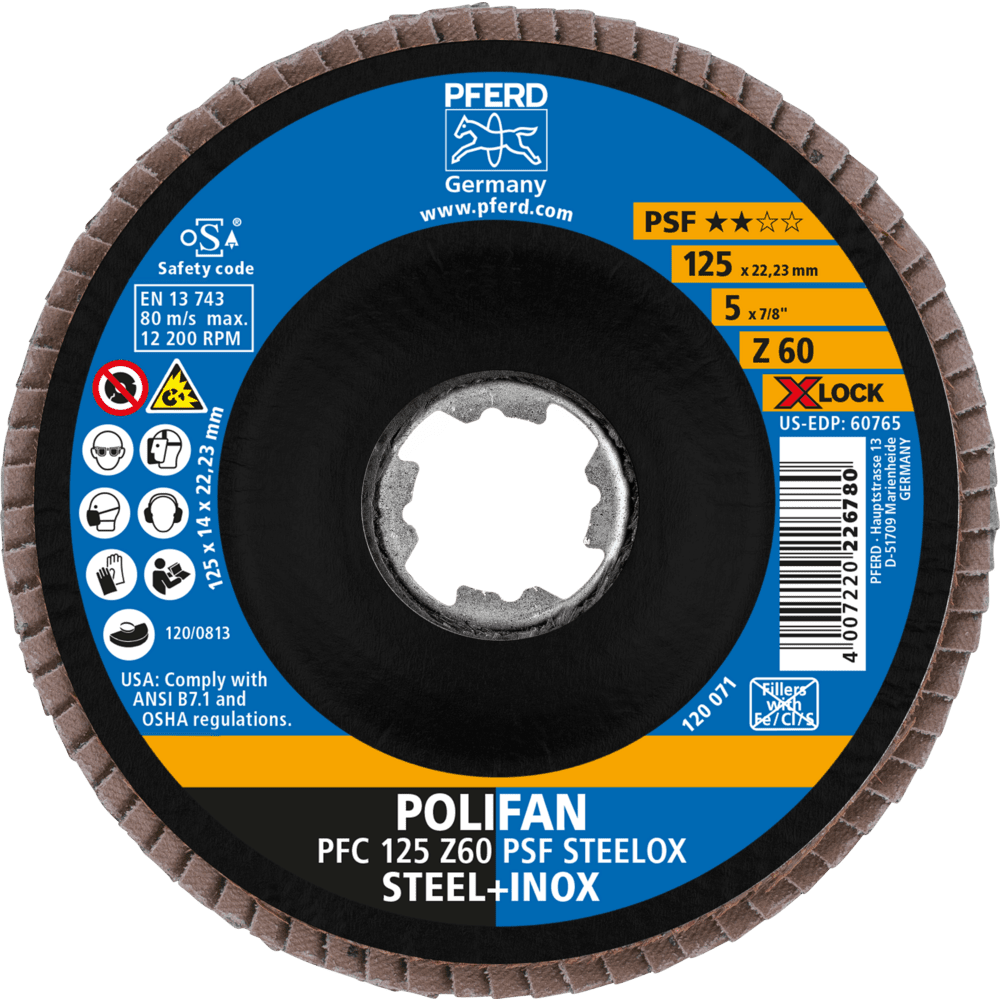 PFERD POLIFAN Flap Disc PFC Conical Z PSF STEELOX/X-LOCK