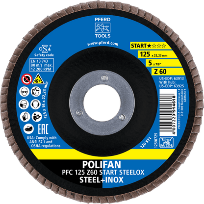 PFERD POLIFAN Flap Disc PFC Conical Z START STEELOX