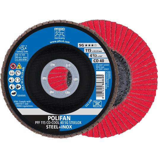 PFERD POLIFAN Flap Disc PFF Flat CO-COOL SG STEELOX