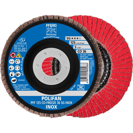 PFERD POLIFAN Flap Disc PFF Flat CO-FREEZE SG INOX