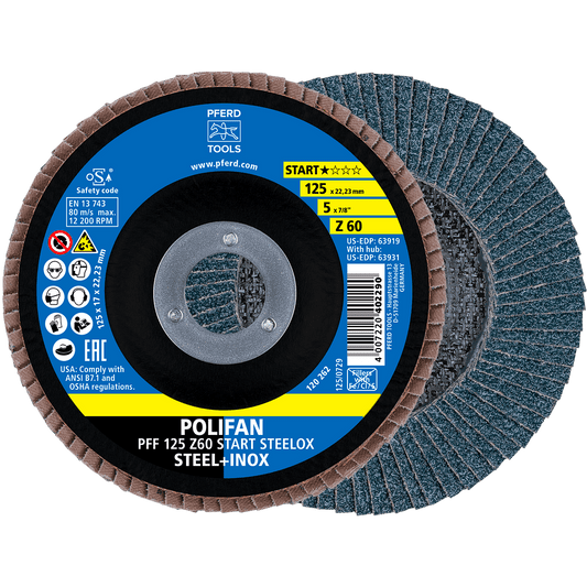 PFERD POLIFAN Flap Disc PFF Flat A PSF STEELOX
