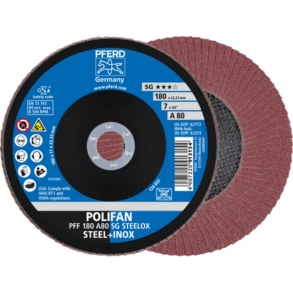 PFERD POLIFAN Flap Disc PFF Flat A SG STEELOX