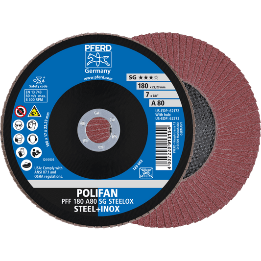 PFERD POLIFAN Flap Disc PFF Flat A SG STEELOX