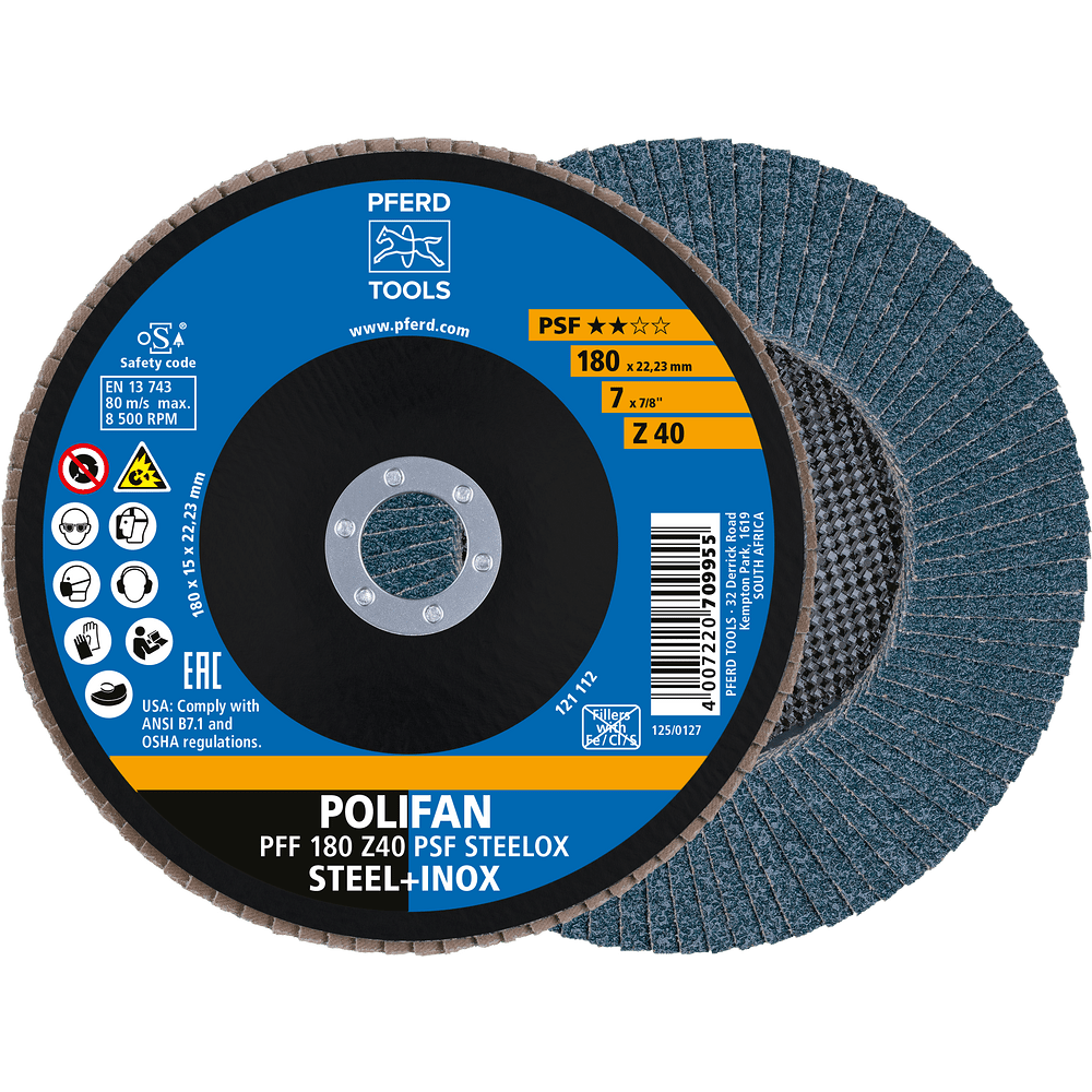 PFERD POLIFAN Flap Disc PFF Flat Z PSF STEELOX