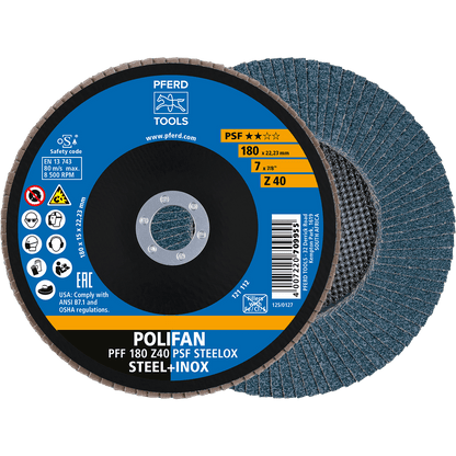 PFERD POLIFAN Flap Disc PFF Flat Z PSF STEELOX