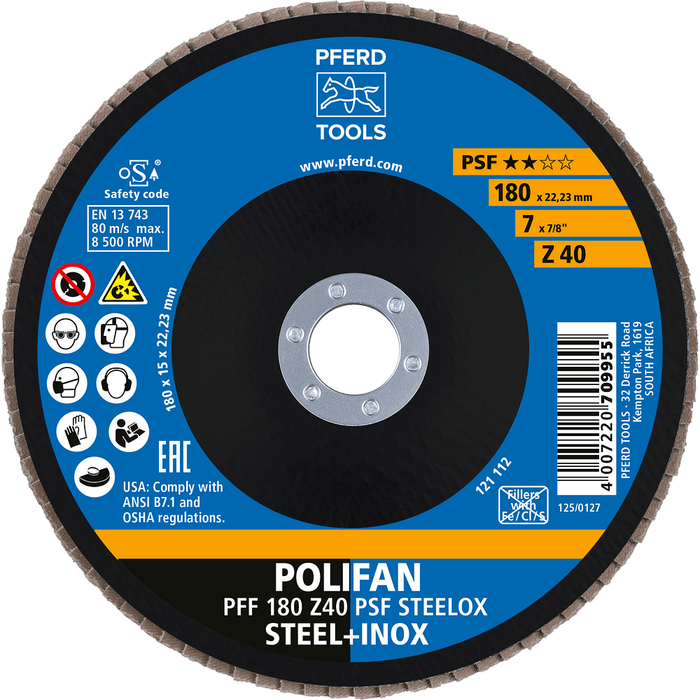 PFERD POLIFAN Flap Disc PFF Flat Z PSF STEELOX