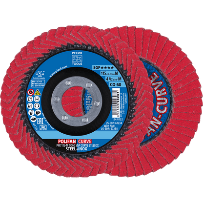 PFERD POLIFAN CURVE ceramic flap disc for fillet weld grinding