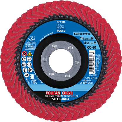 PFERD POLIFAN Flap Disc PFR Curve Medium CO SGP CURVE STEELOX
