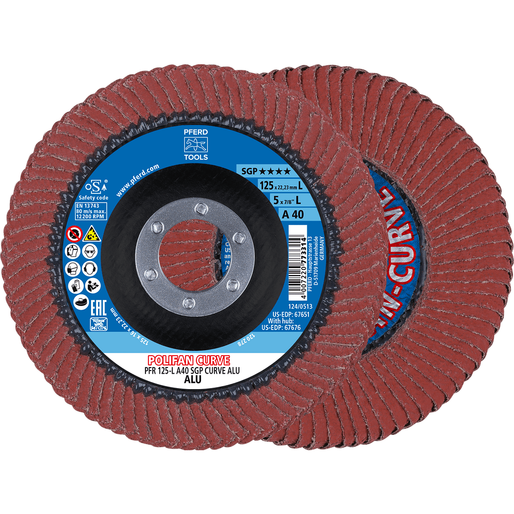 PFERD POLIFAN Flap Disc PFR Curve Large A SGP CURVE ALU