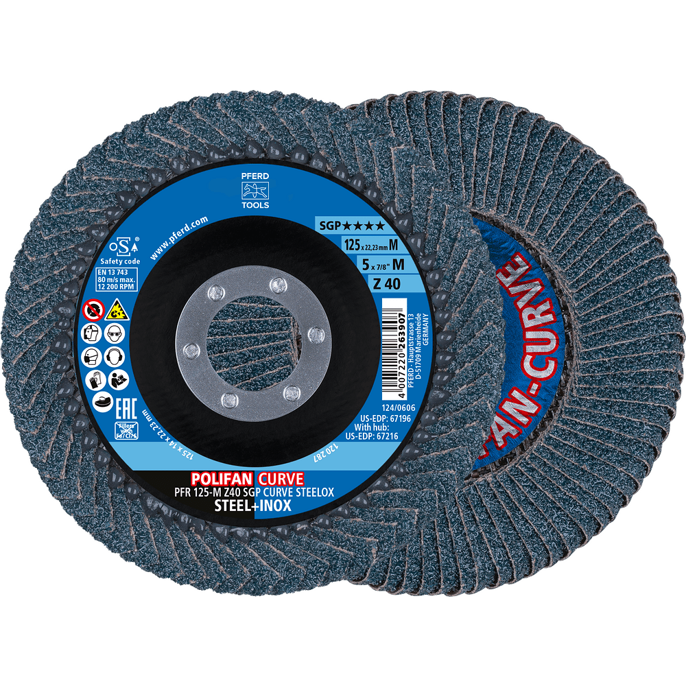PFERD POLIFAN Flap Disc PFR Curve Large Z SGP CURVE STEELOX